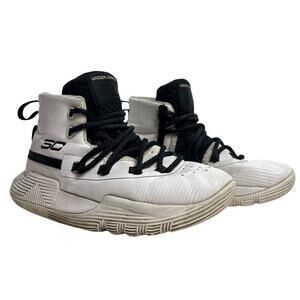UNDER ARMOUR SC STEPH CURRY High Top White Black Kids Sneakers Shoes sz 11 K